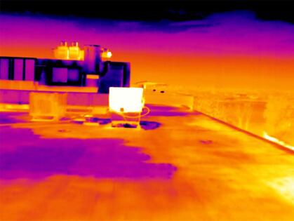 Thermal view of building roof